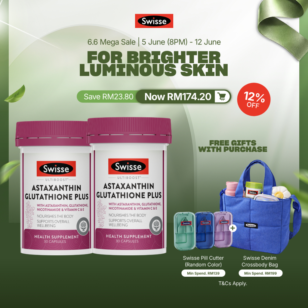 Twin Pack] Swisse Ultiboost Astaxanthin Glutathione Plus 30 Caps | Shopee  Malaysia