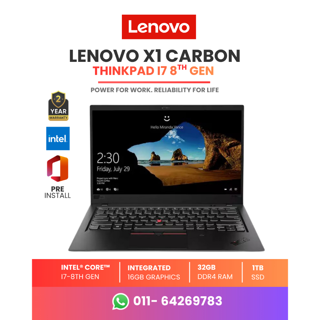 Lenovo ThinkPad X1 Carbon | i7 8th Gen | 16GB RAM | 1TB SSD