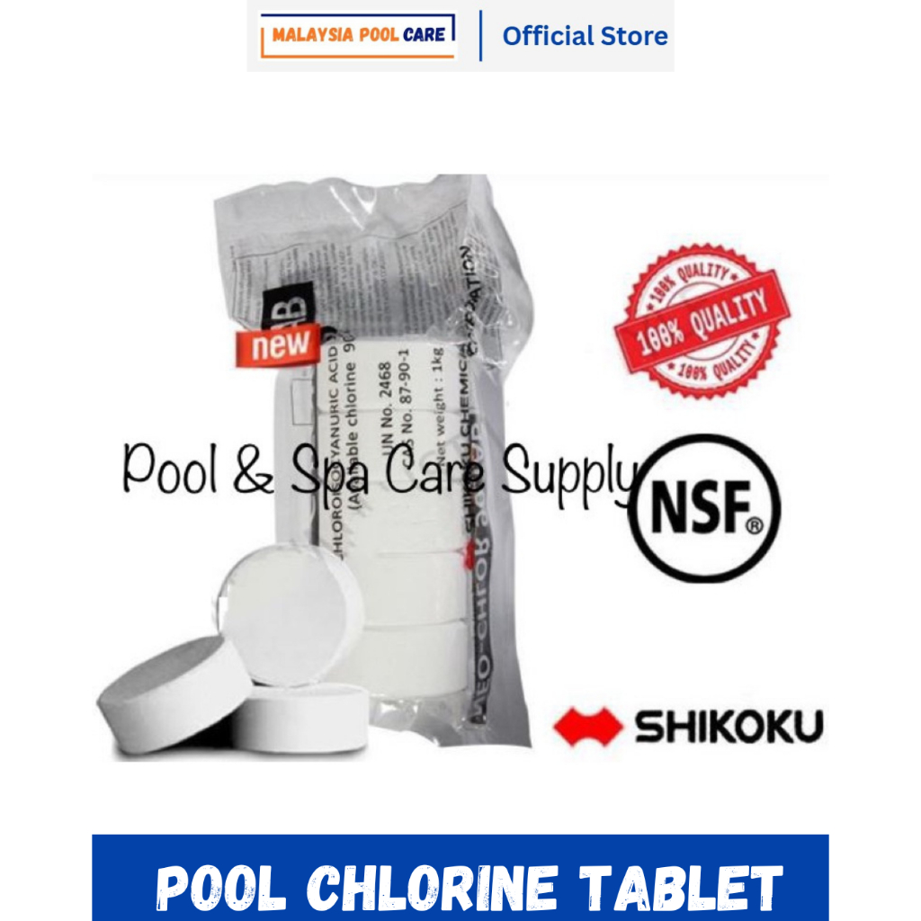 KLORIN CHLORINE 1KG NEO-CHLOR TCCA 90% Tablet Japan for Swimming Pool ...