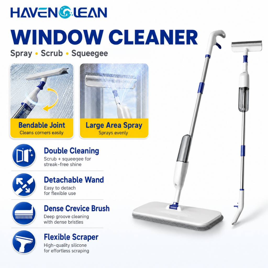 HavenClean 3in1 Spray Glass Wiper Window Mirror Cleaning Tool Scraper ...