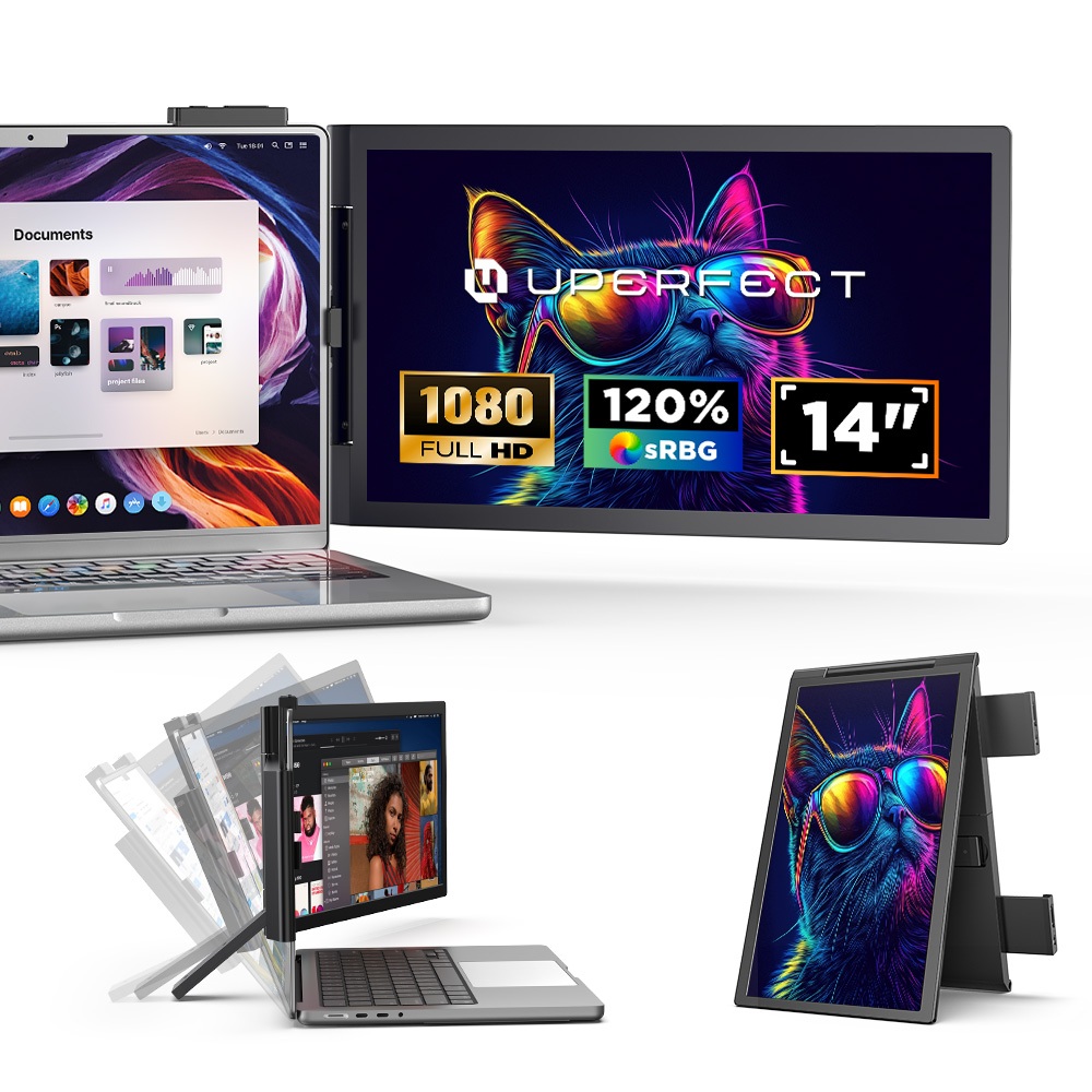 UPERFECT Portable Monitor 14inch For Laptop | Attachable Screen Fits 13 ...