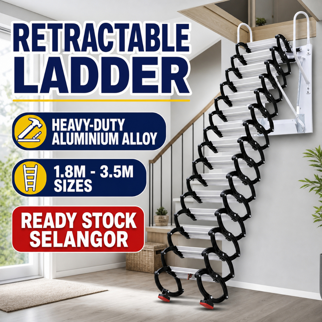 Retractable Ladder Extension Tangga Lipat Heavy Duty Staircase Foldable ...