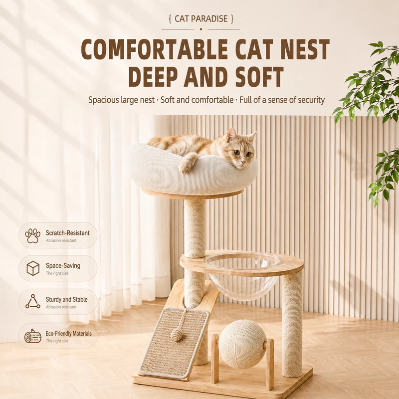Solid Wood Cat Tower