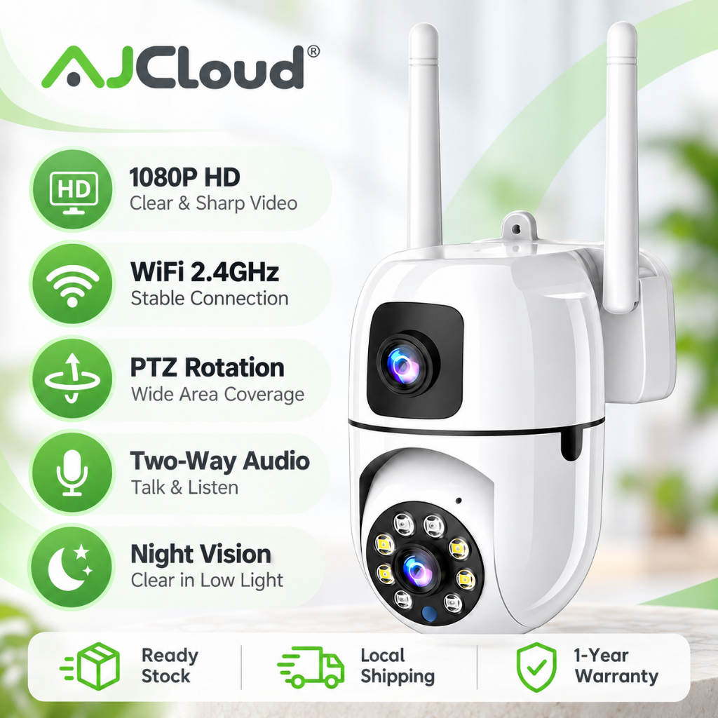 AJCloud WiFi CCTV 1080P FHD 360° IP Security Cam Waterproof Night ...