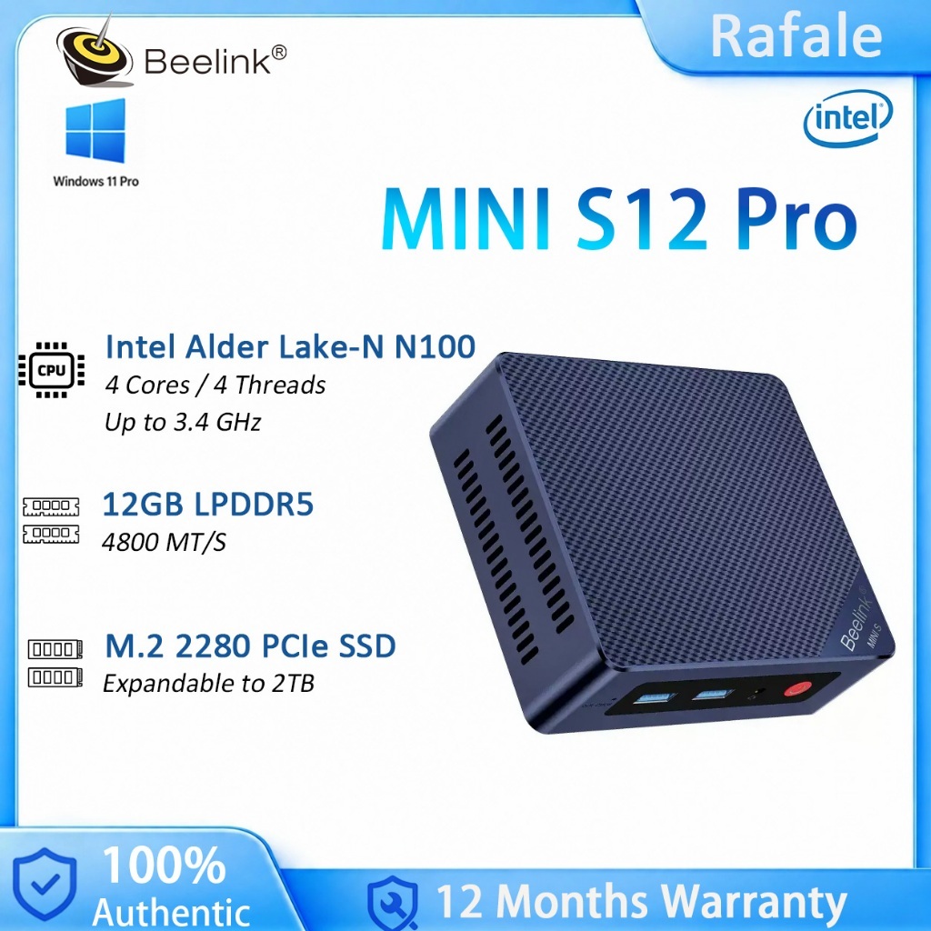 Beelink Mini S12 Pro Mini PC Intel Alder Lake-N N100 12GB LPDDR5 Dual M ...