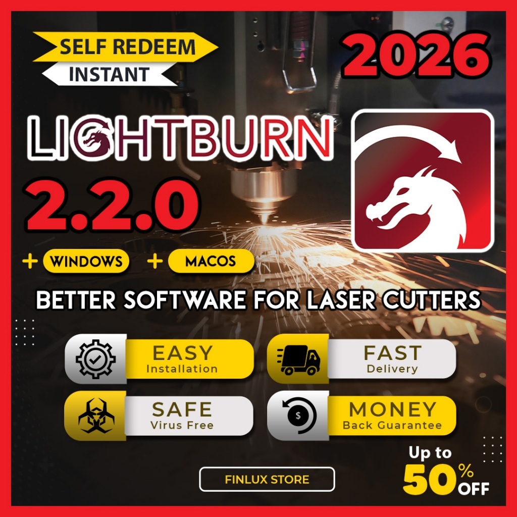 [SELF REDEEM] LightBurn v2.2.0 Latest 2026 Laser Cutter Software For ...
