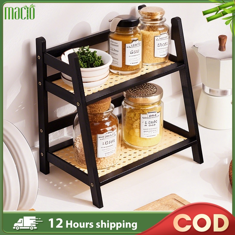【Lifetime Warranty】Bamboo Rak Dapur Kitchen Rack 27/40/50CM Spice Rack ...