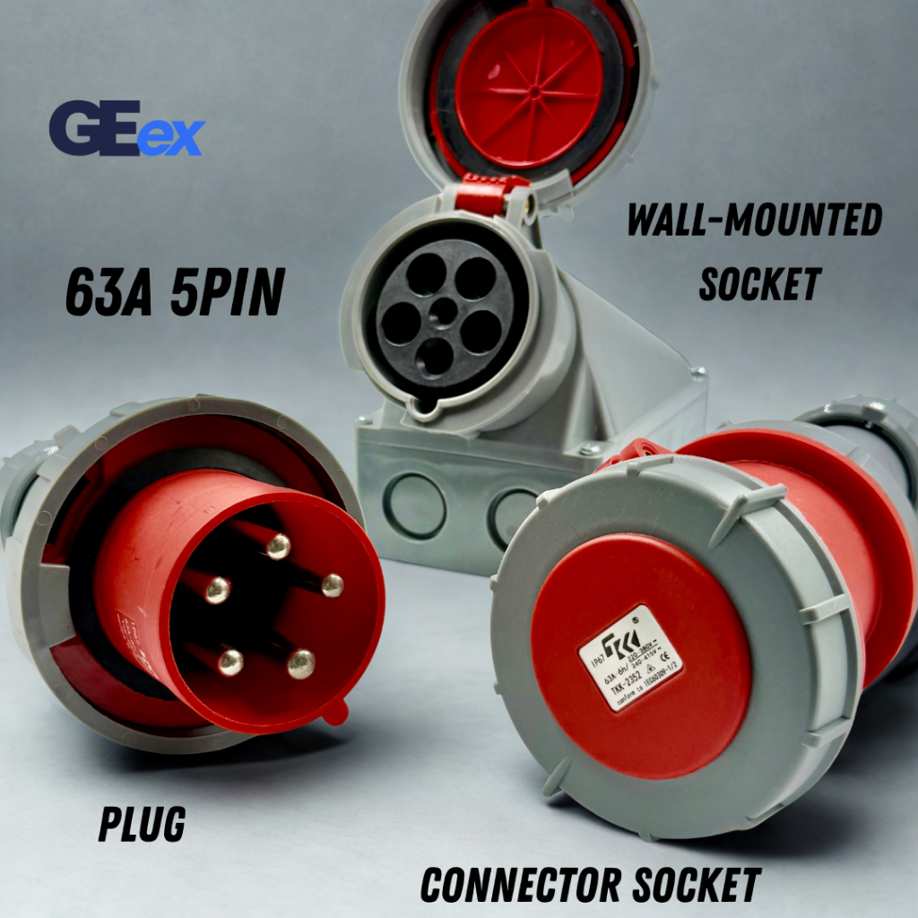 TKK 63A 5Pin IP67 Industrial Weatherproof Plug / Connector Socket ...