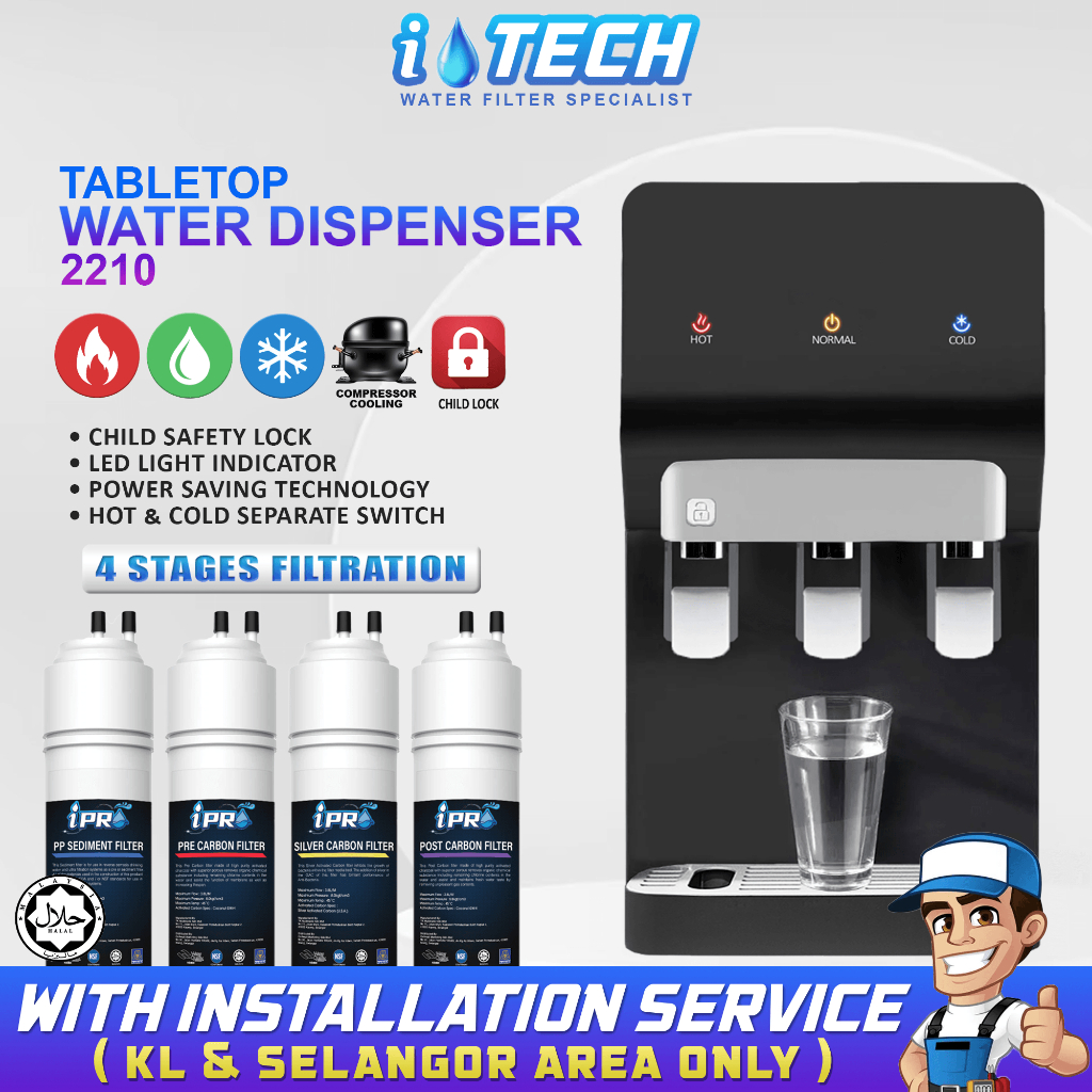 [FREE INSTALL] I-TECH Tabletop Water Dispenser Hot Normal Cold 2210 - 4 ...