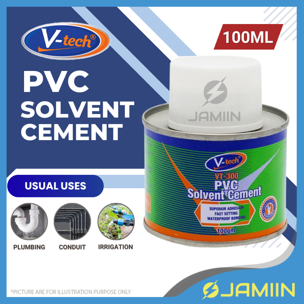 VTECH VT-300 PVC Solvent Cement 100ml Clear Color Bond and Fitting PVC ...