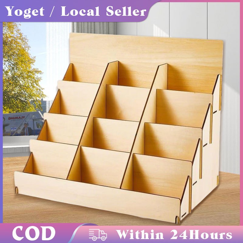Wooden Table Storage Rack / Postcard Brochure Greeting Card Display ...