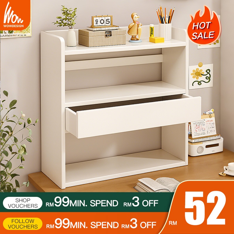 Book Rack Rak Buku Desk Shelf Desktop Organizer With Drawer Bookshelf ...