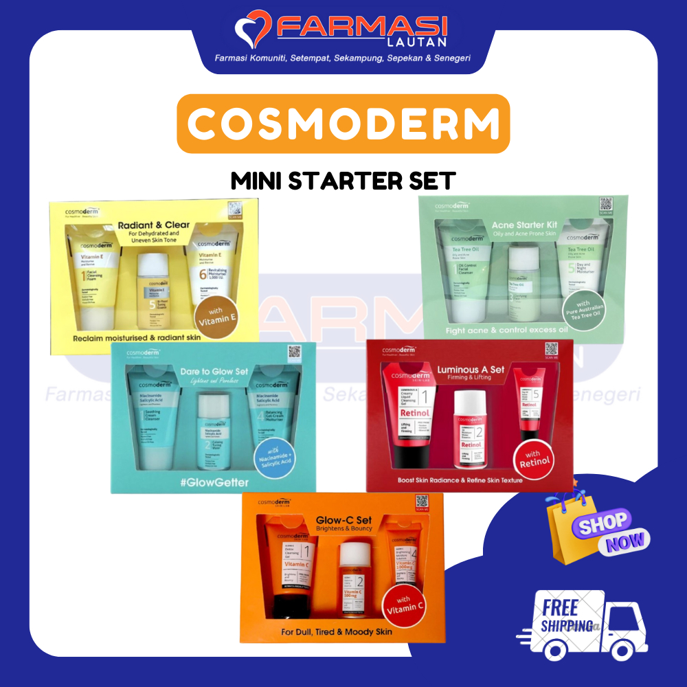 COSMODERM MINI TRIAL SET - VITAMIN E | TEA TREE OIL | NIACINAMIDE ...