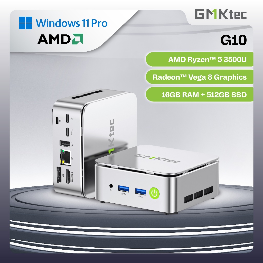 GMKtec G10 Mini PC AMD Ryzen 5 3500U 16GB DDR4 RAM + 512GB SSD