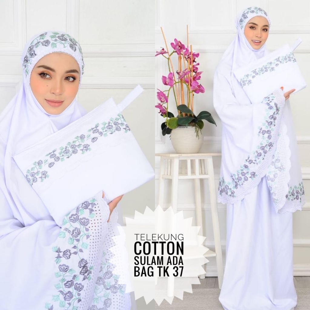 Telekung Khaatijah Premium + free beg TELEUNG COTTON SULAM BARU ...