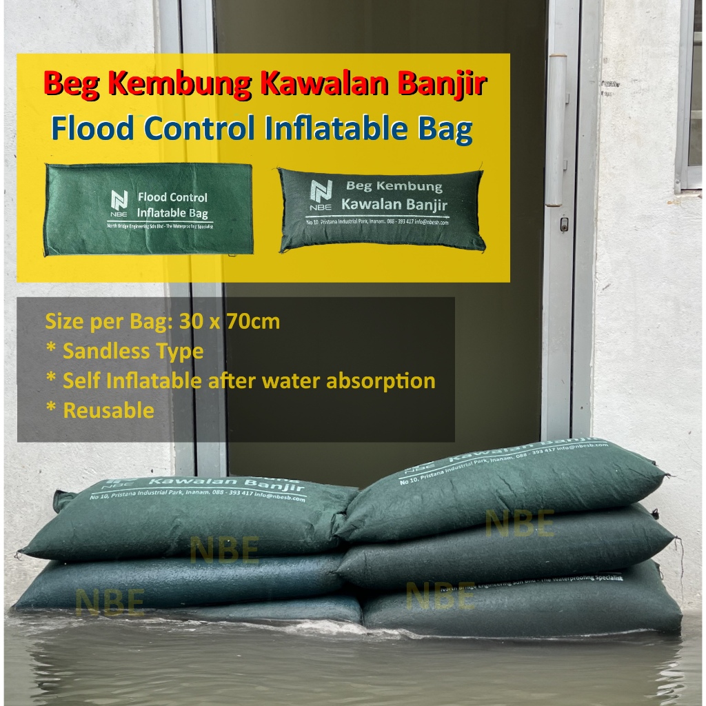 Sandless Flood Control Barrier Bag Reusebale Expansion Inflatable Beg ...