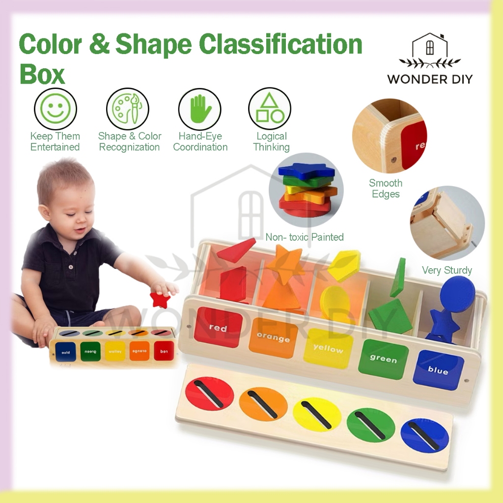 Montessori Toys Baby shape Sorting Toy Color Sorting Coin Box Learning ...
