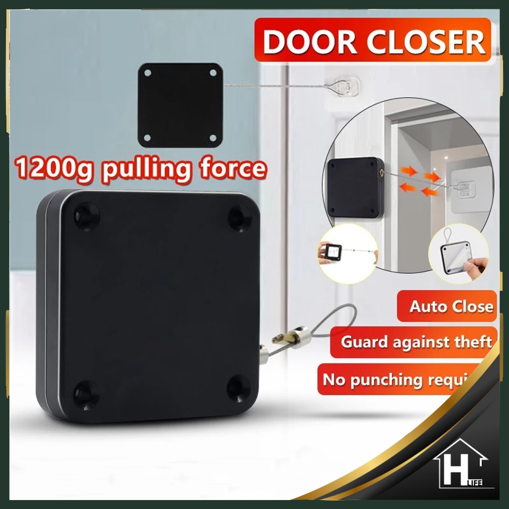 Automatic Door Closer Adjustable Punch Free Auto Closer Soft Close ...