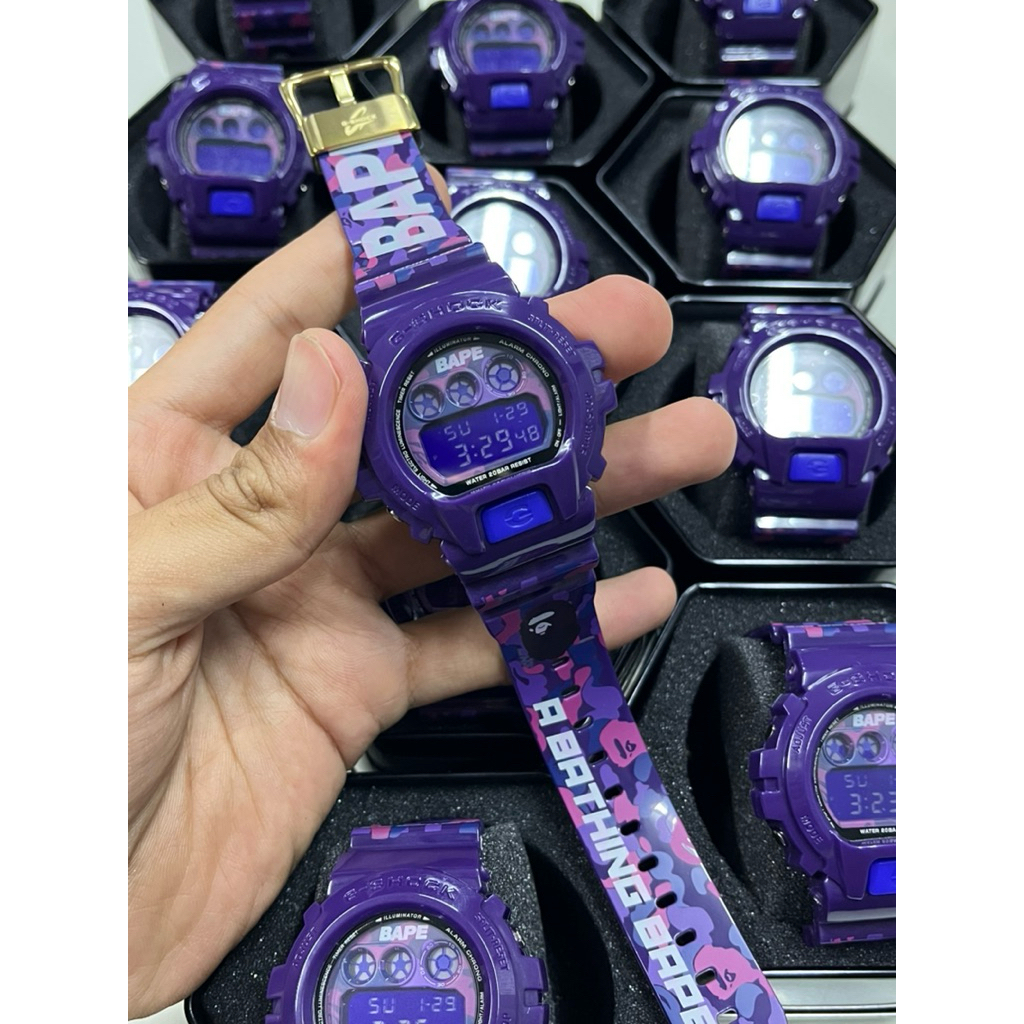 💯 BAPE Purple Custom Custom 𝗣𝗿𝗲𝗺𝗶𝘂𝗺 𝗕𝗮𝗰𝗸𝗰𝗮𝘀𝗲 Gshock Cermin Kaca Dw6900 ...