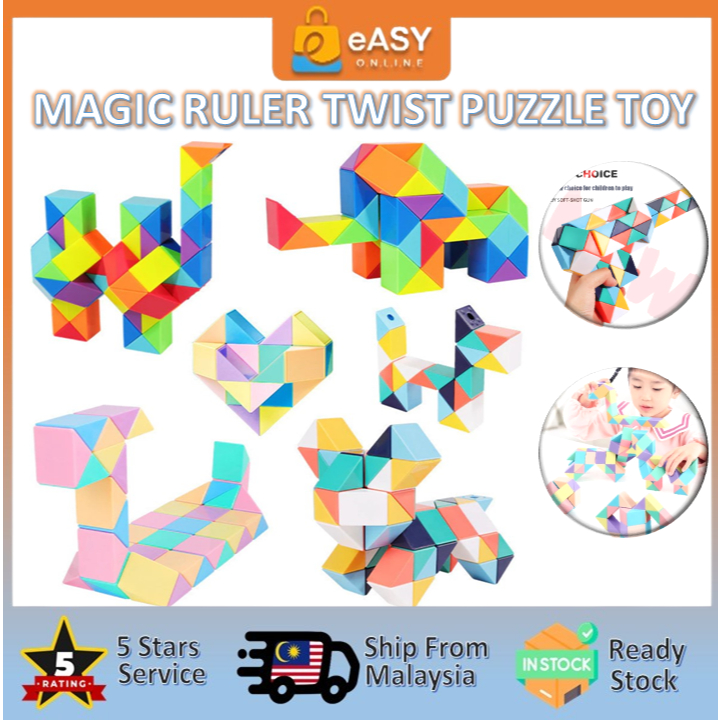 【eASY】24-72 Colors 3D Magic Snake Rubik Ruler Puzzle Cube Foldable ...