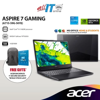 Acer Aspire 7 Gaming A715-59G-50YE 15.6" FHD Laptop (Intel® Core™ i5-13420H | RTX3050 | 16GB | 512GB SSD | W11 | H&S)