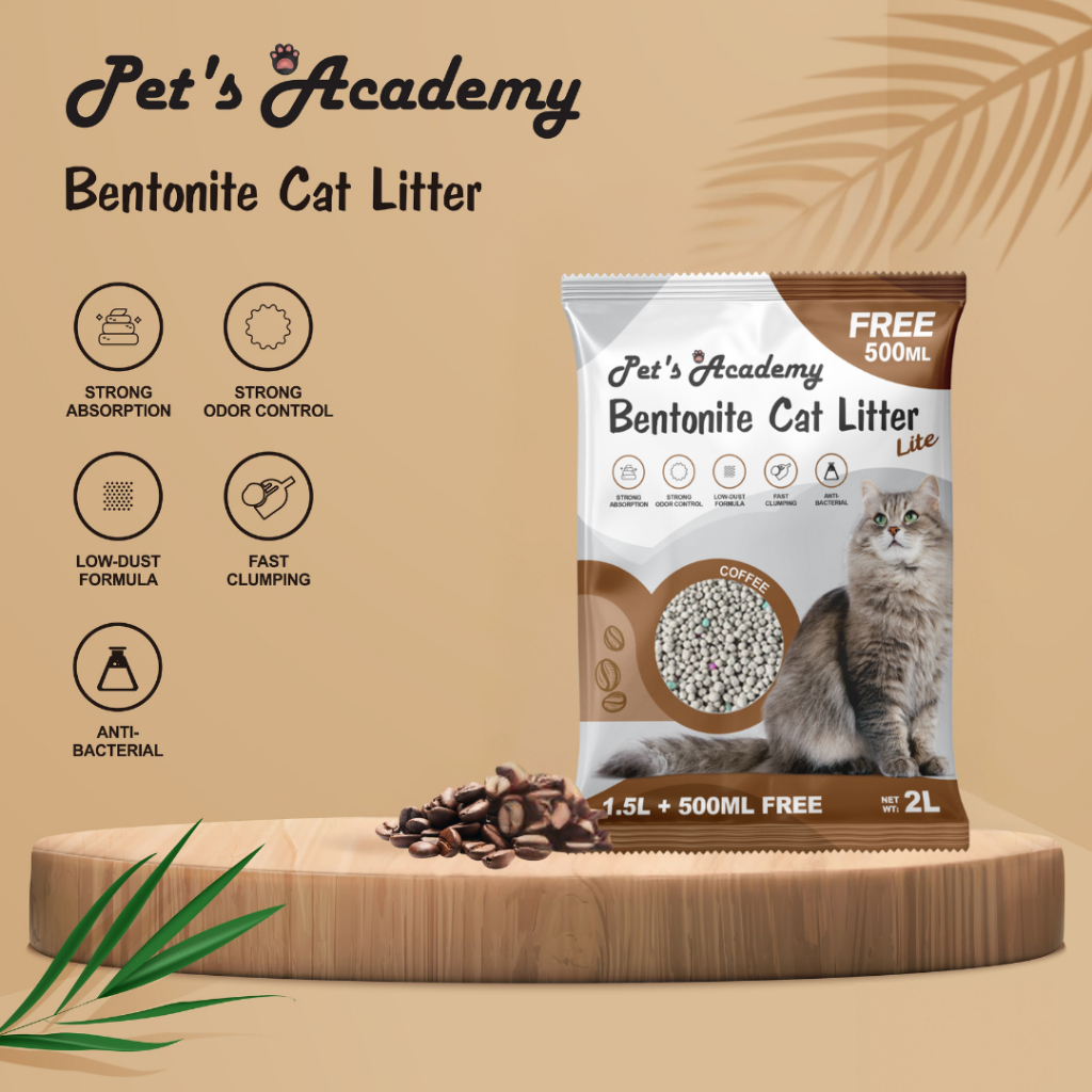 PET'S ACADEMY Bentonite 2L - Clumping Fast & Hard, Quick Absorbent, Cat ...