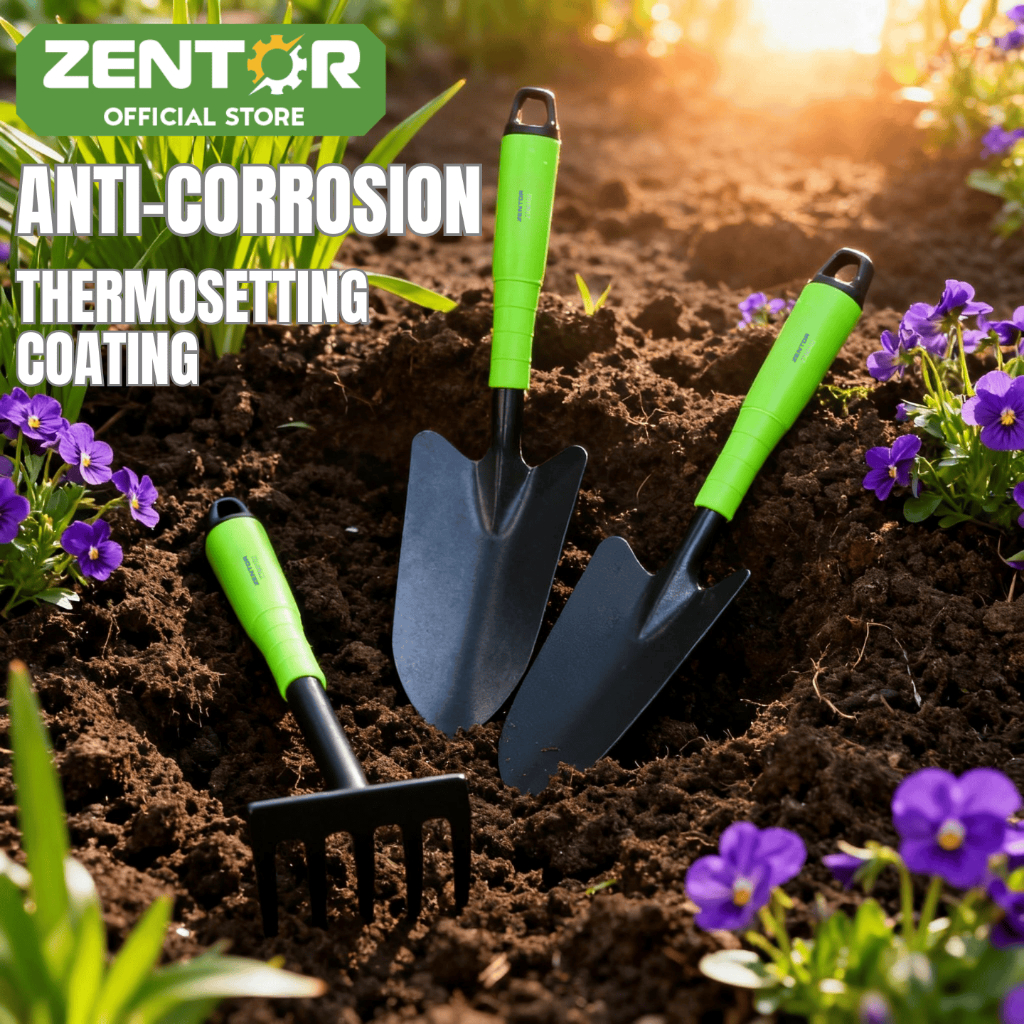 ZENTOR Garden Shovel & Rake With Thermo Paint Layer | Gardening Tool ...