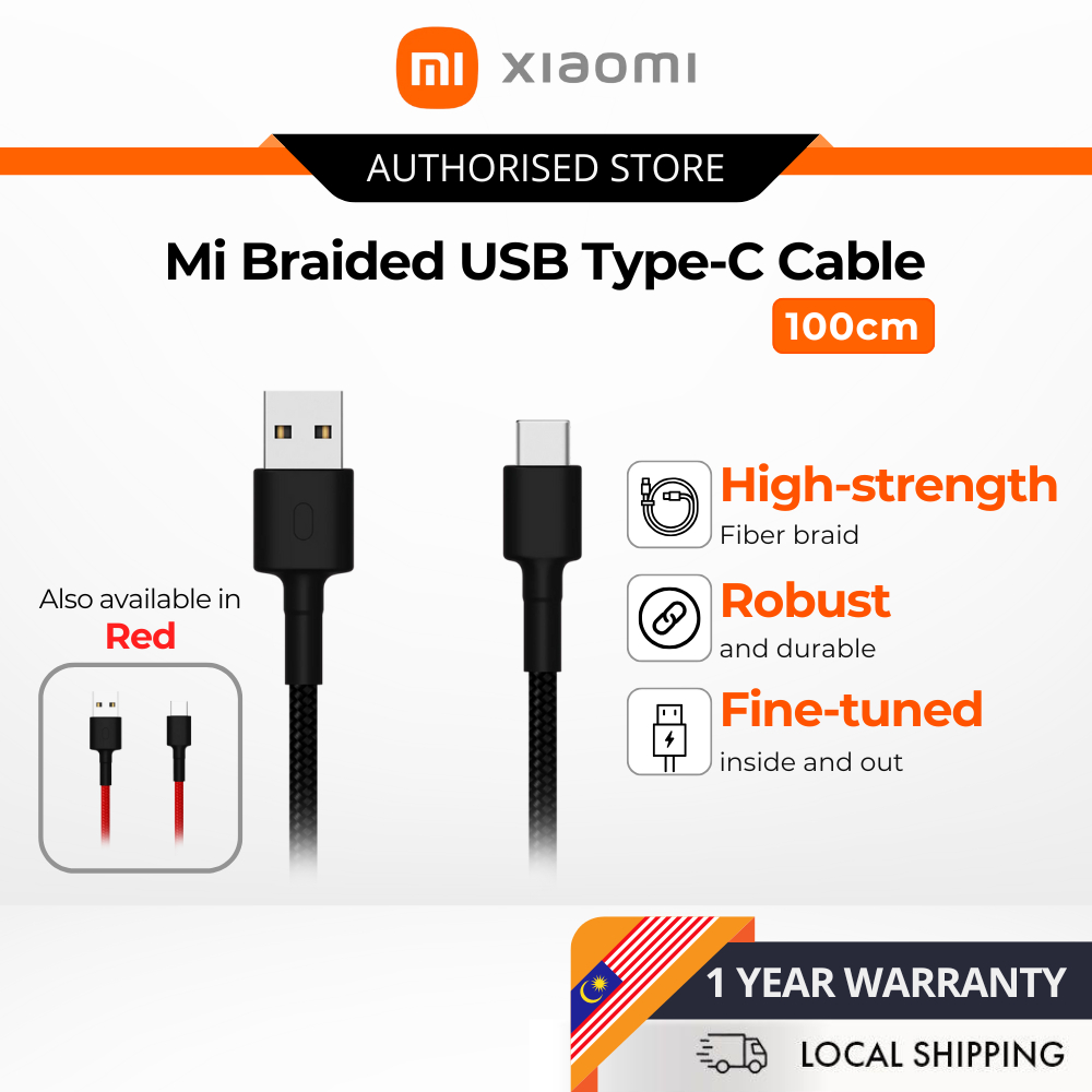Xiaomi Mi Braided USB Type-C Cable 100cm | Shopee Malaysia