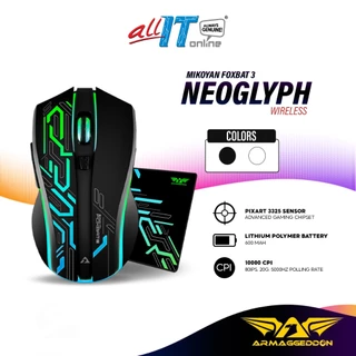 Armaggeddon Mikoyan Foxbat 3 Neoglyph Wireless Gaming Mouse with PixArt 3325 Sensor, 10000 CPI, with Mousepad Included