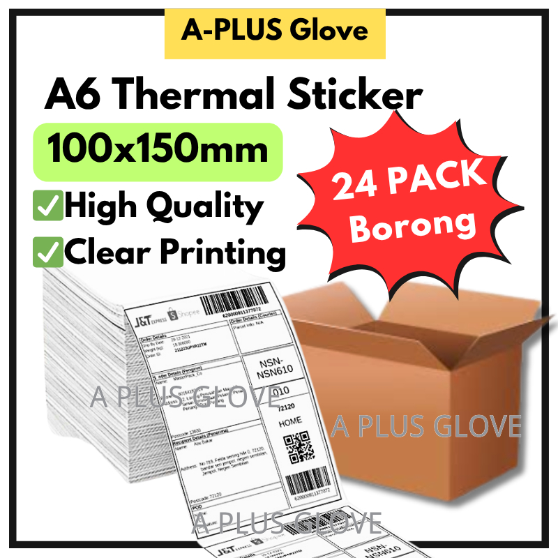 (1CTN) A6 Thermal Paper Label Sticker Airway Bill Barcode Roll Fold ...