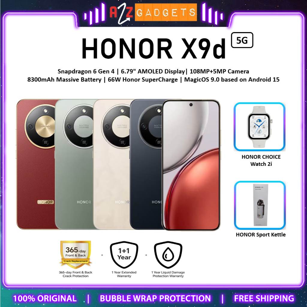 HONOR X9d 5G [24GB(12+12)GB+256/512GB] All-Angle Ultra-Touch Protection | 108MP OIS+EIS Camera l 8300mAH Massive Battery