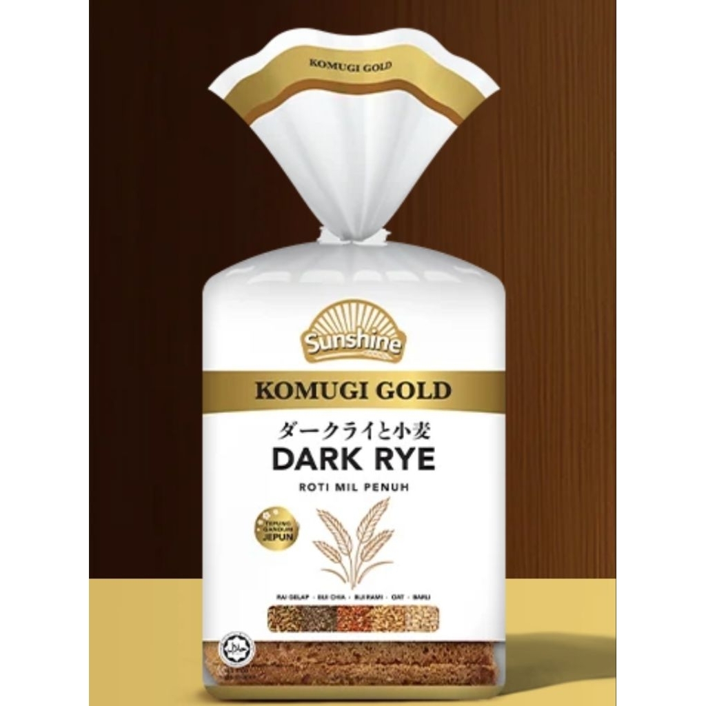 SUNSHINE Halal Komugi Gold Dark Rye | Roti Mil Penuh | Shopee Malaysia