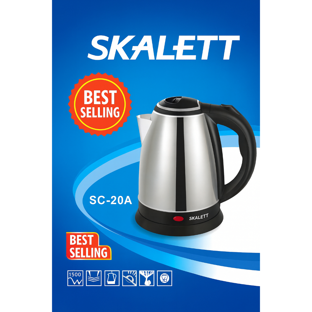 ( big promotion) SKALETT Stailness Steel 2L Kettle Electric Heat Kettle ...