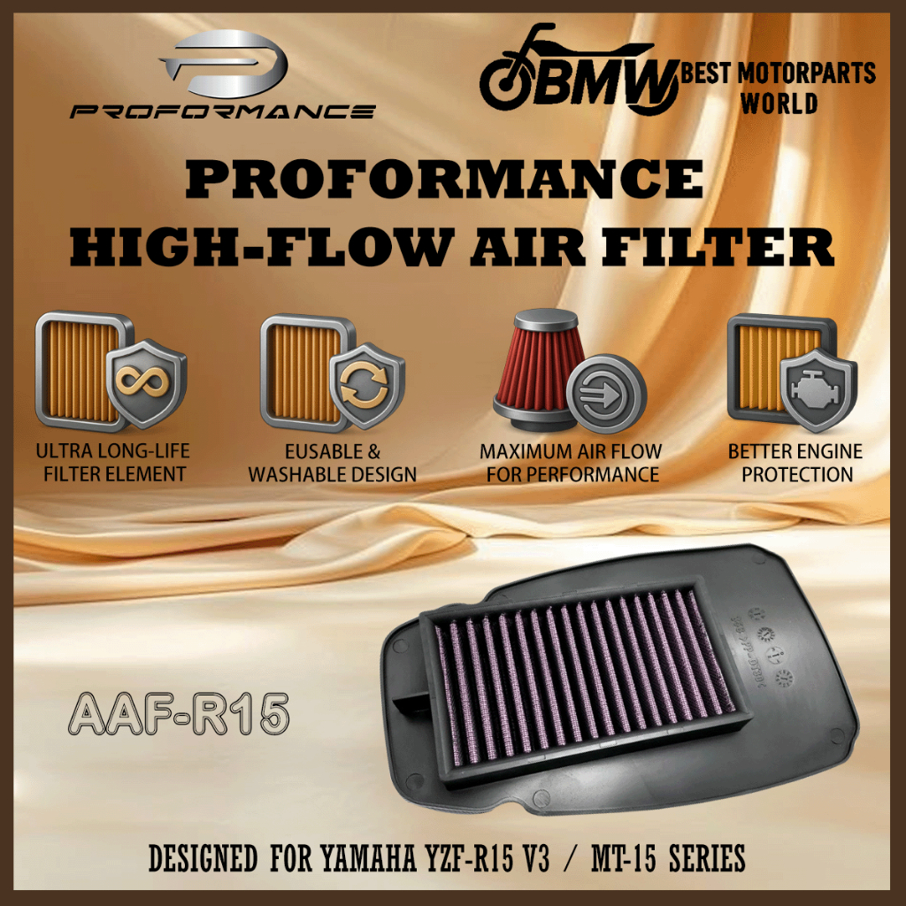 PROFORMANCE HIGH-FLOW AIR FILTER AAF-R15｜FOR YAMAHA YZF-R15 V3 / MT-15 ...