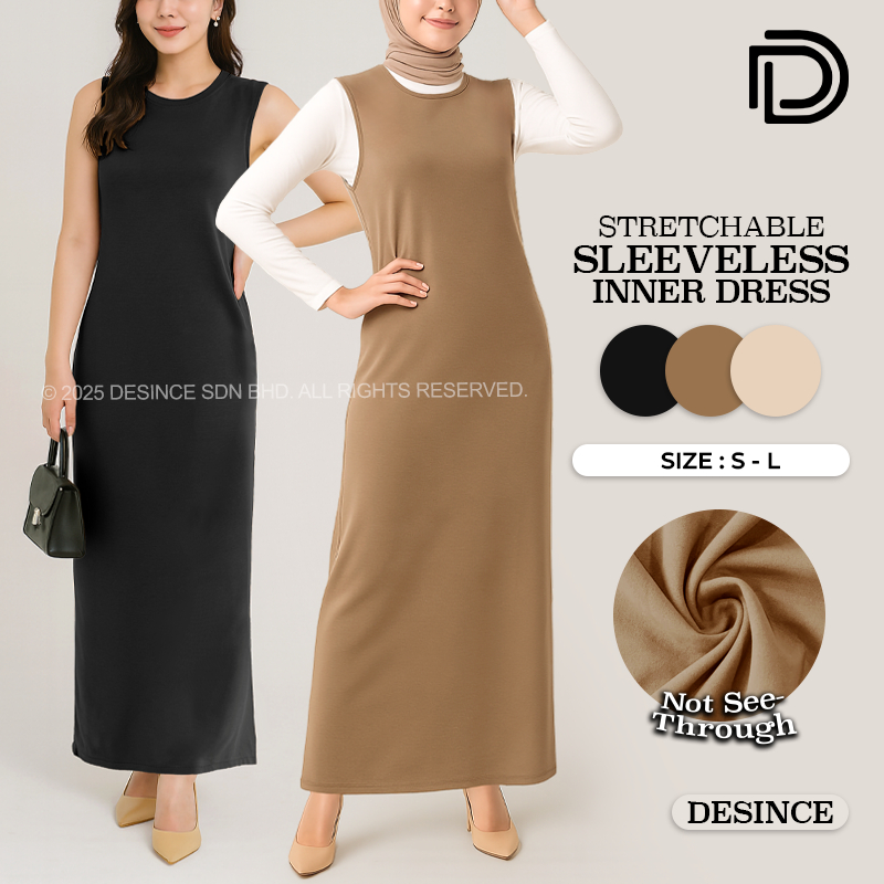 DESINCE Women Stretchable Sleeveless Inner Dress Thick Fabric Straight ...