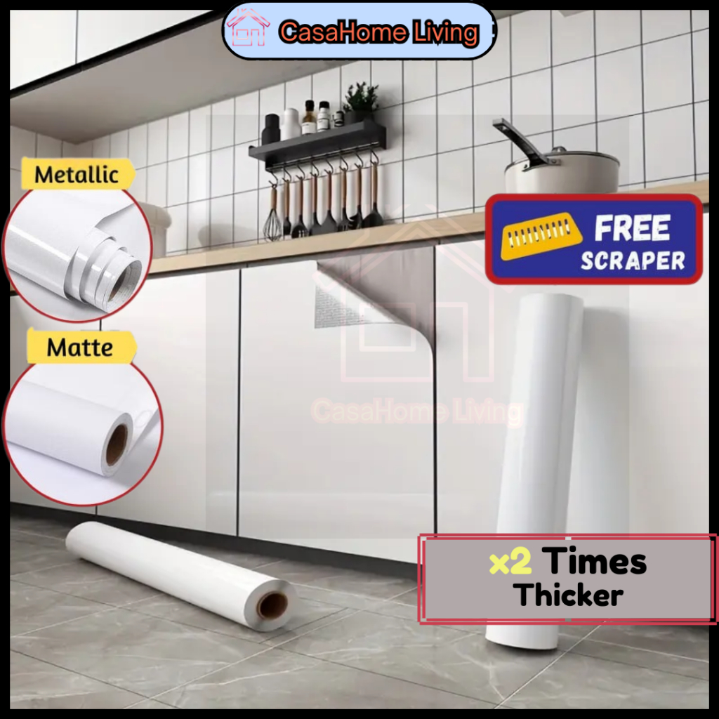 60cm Metallic Wallpaper Furniture Cabinet Sticker Waterproof Cupboard ...