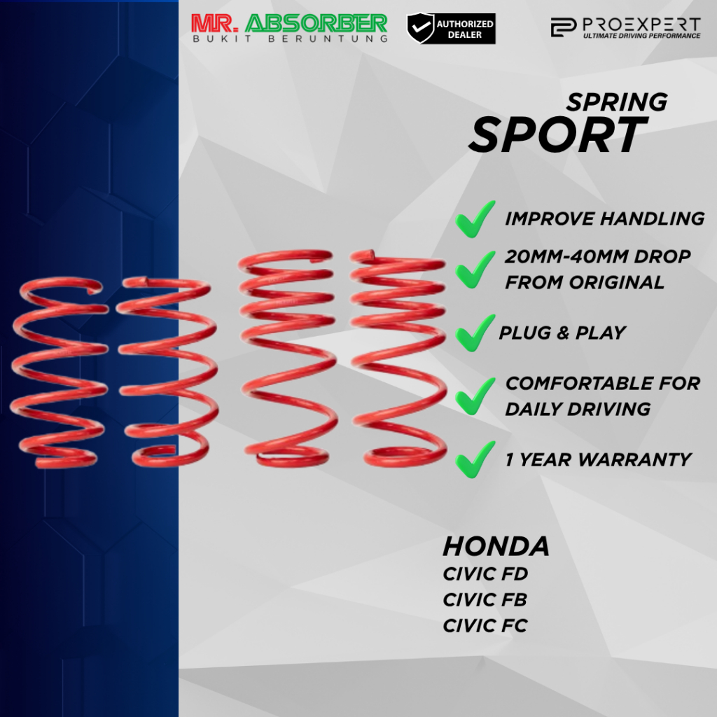 Spring Sport Civic Fd Fb Fc Honda Proexpert | Shopee Malaysia