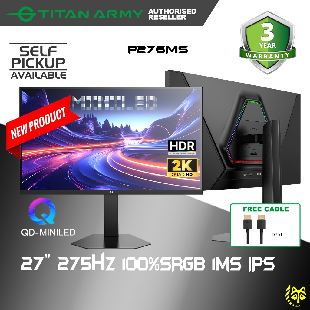 TITAN ARMY 27” DyDs QD-MiniLED QHD 2K 275Hz OC 1ms Fast IPS HDR ...