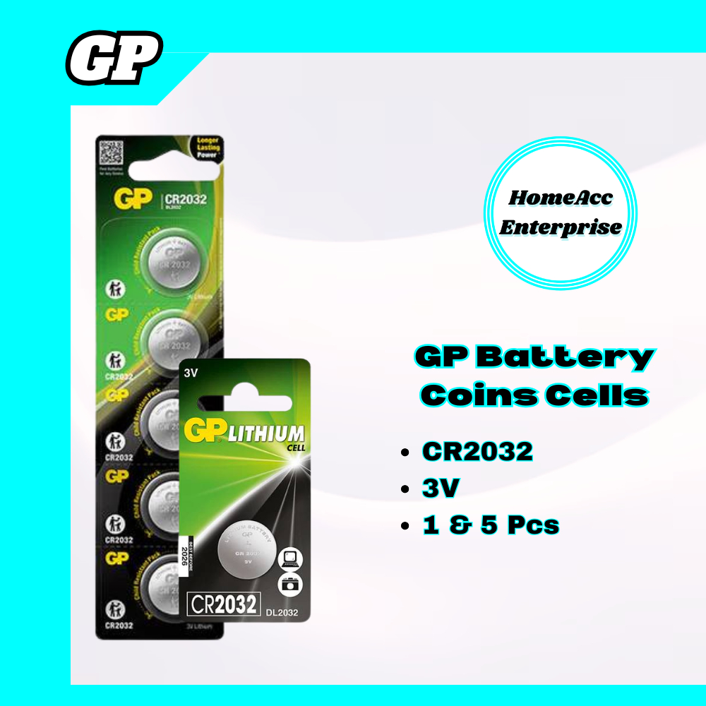 GP Coins Cells [CR2032] Longer Lasting Battery [3V] 1Pcs / 5Pcs ...