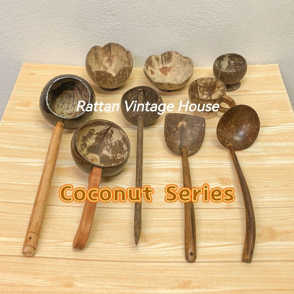 (Rattanvintage) Coconut Series Utensils | Coconut Spatula | Coconut ...