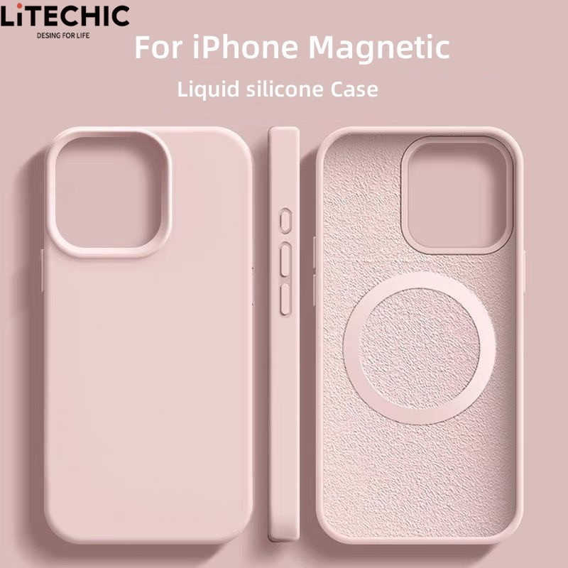 Magnetic Liquid Silicone Case For iPhone 16 15 13 11 12 14Pro Max Shockproof Cover For iPhone 16 15 Plus Silicone Soft