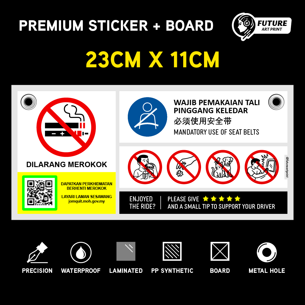 E-Hailing Grab Car Taxi Sign Signboard Sticker + Board Holes Hang. KKM ...