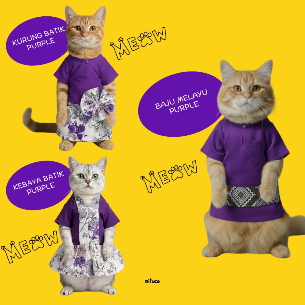 [Baju Raya Kucing] Purple BAJU MELAYU / KURUNG / KEBAYA Jantan Betina ...