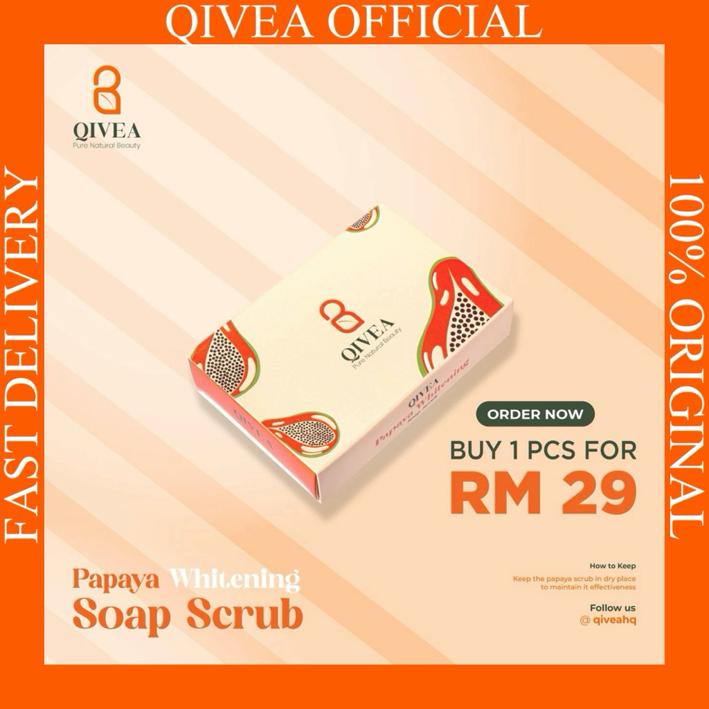 Qivea Official | 100% Original | Papaya Whitening Soap Scrub | Shopee ...