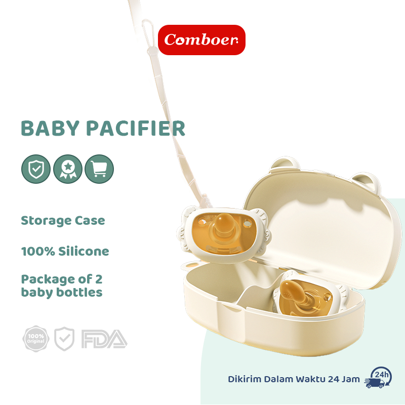 Comboer Baby pacifier 100% Silikon - Paket 2pcs (Termasuk Tali Anti ...