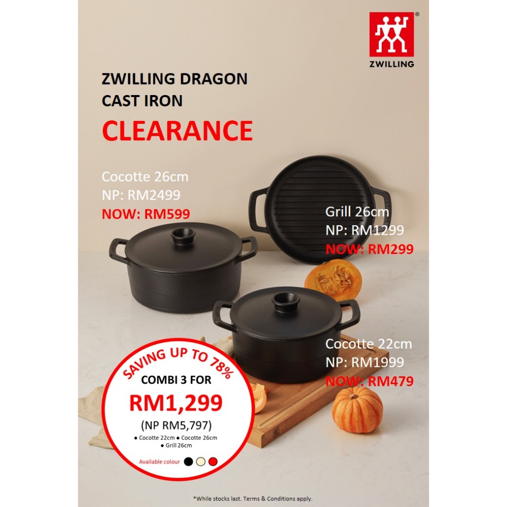 ZWILLING DRAGON Cast Iron 3 Combi Deal Cookware, Black - 3 Cast Irons ...
