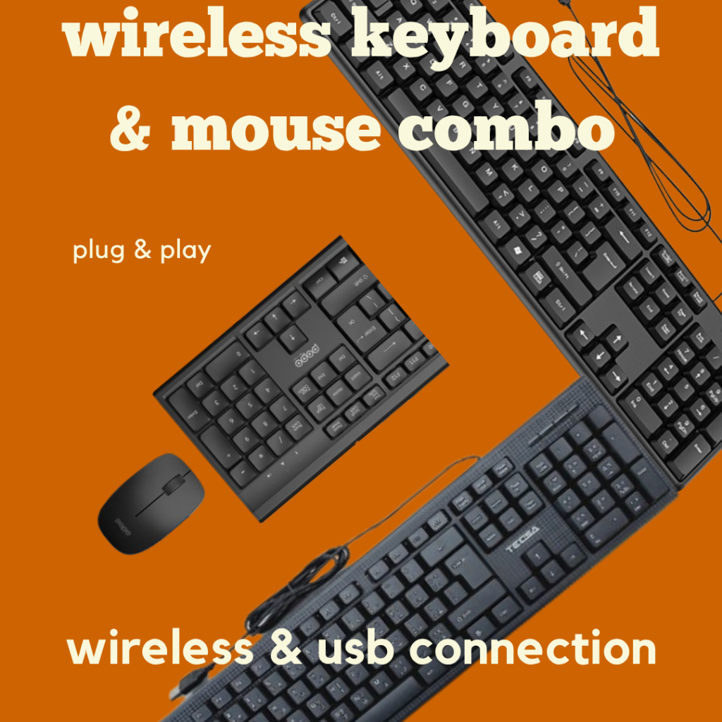 Wireless Keyboard and Mouse Set Combo 104 Keys 2.4GHz USB Full 2in1 ...