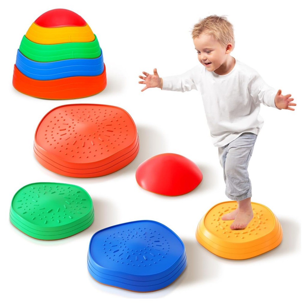 5PCS Stepping Stones for Kids, Non-Slip Plastic Balance River Stones ...