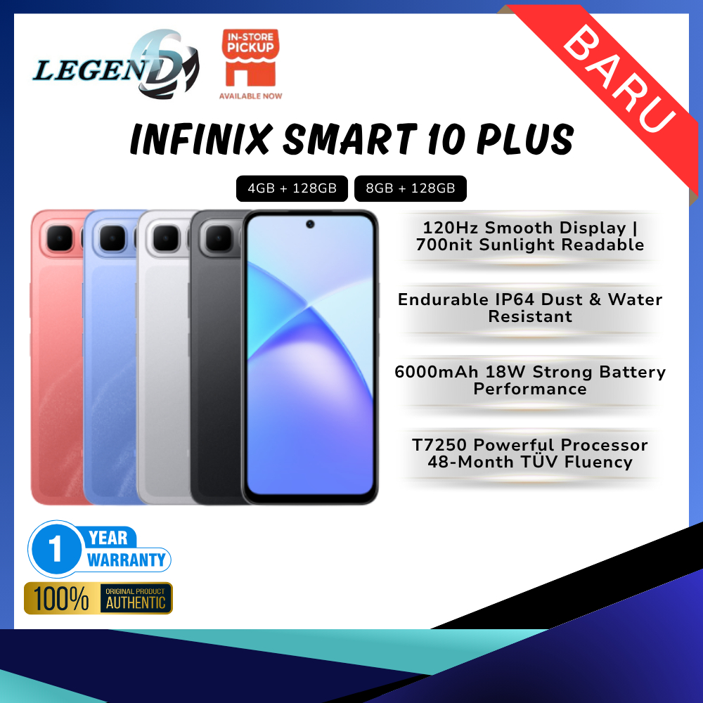 Infinix Smart 10 Plus (4GB+128GB | 8GB+128GB) Original Smartphone ...