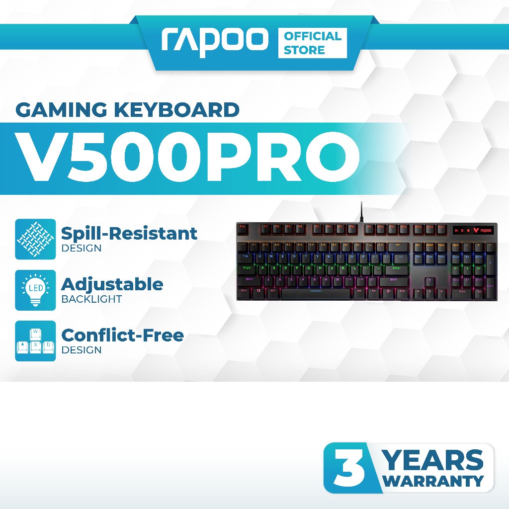 Rapoo Backlit Mechanical Gaming Keyboard V500PRO | Shopee Malaysia